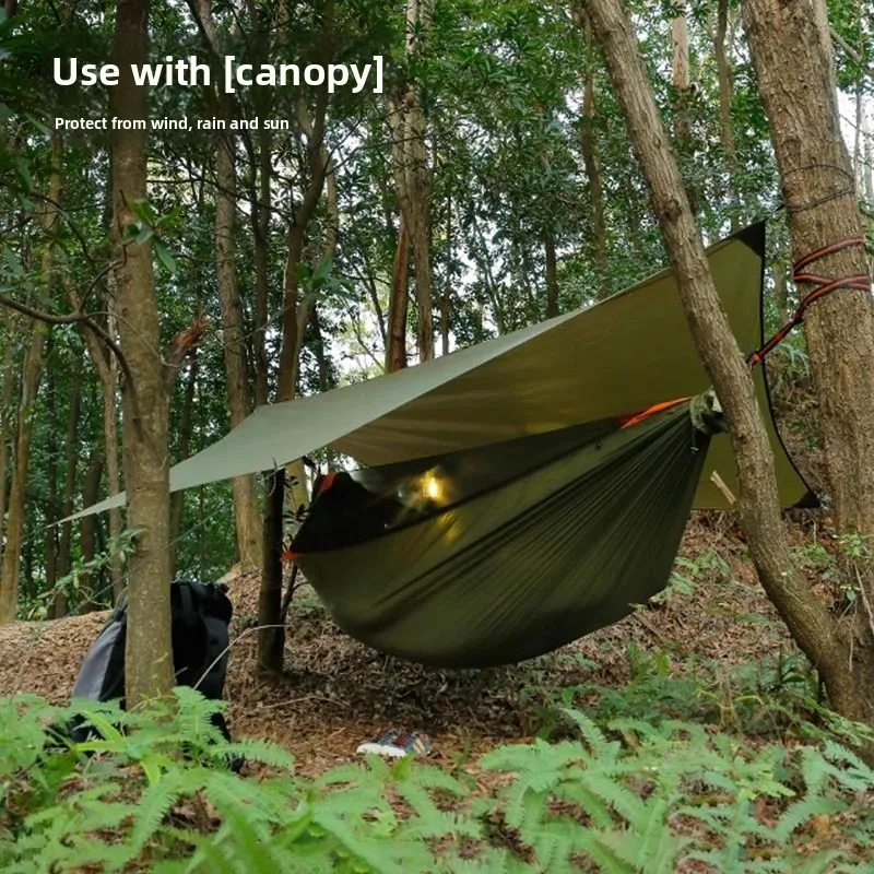Travel Hammock Outdoor Mosquito Proof Anti-Tip Ultra-Light Portable Extra Wide Hammock Swing Camping Fishing Outdoor Recreation