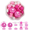 34Pcs/Set Silicone Beads I Love Mum and Dad Round Chew Beads Set Food Grade For Jewellery Making DIY Pacifier Chain Accessories 3