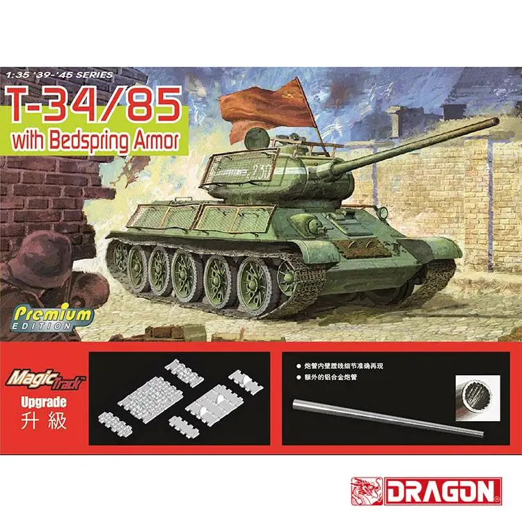 

DRAGON 6266 1/35 Scale T-34/85 w/Bedspring Armor & Magic Tracks Model Kit