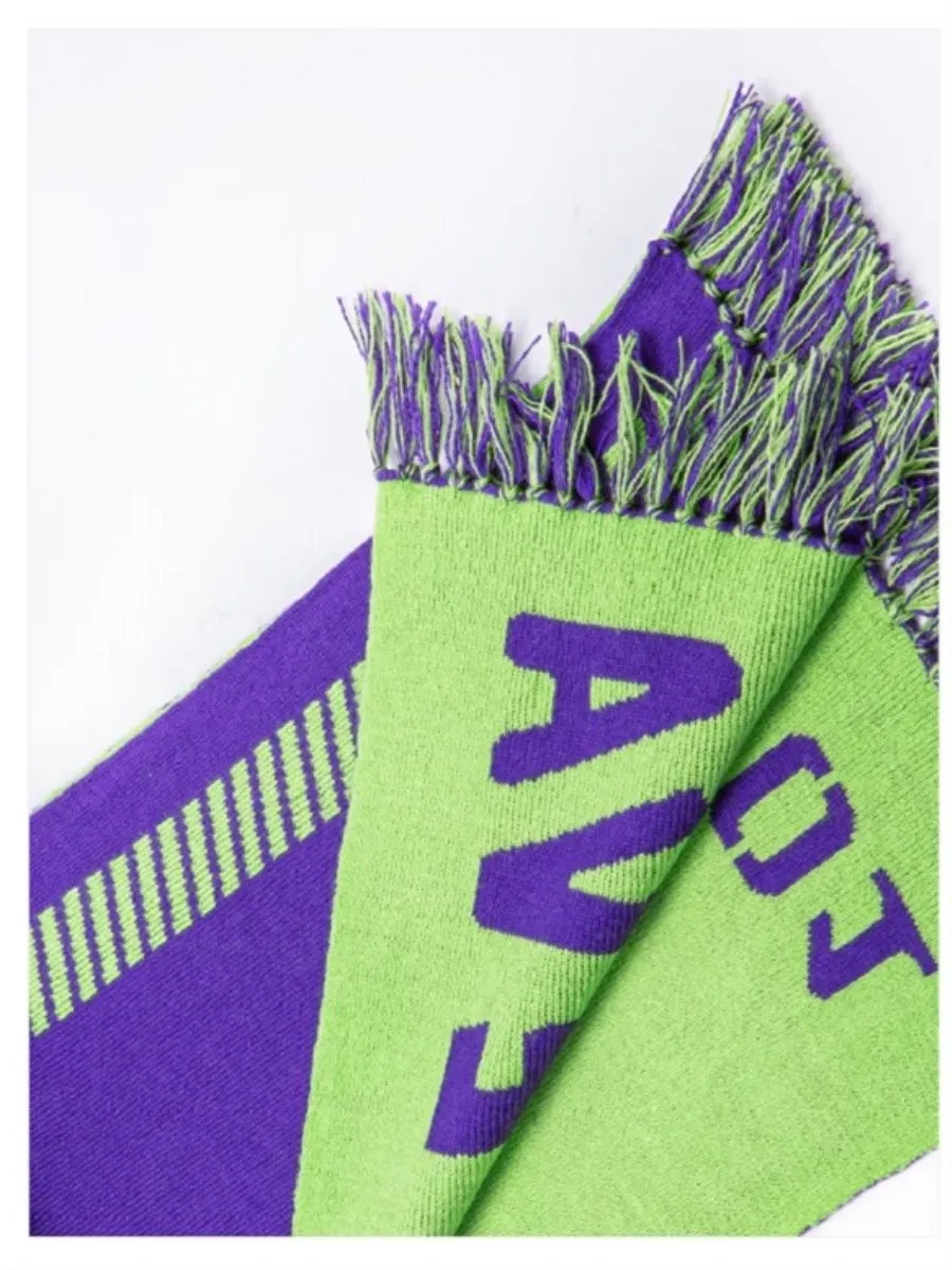 JP Anime EVA 01 Shogoki Ikari Shinji Cosplay Purple Green Warm Soft Knitting Scarf