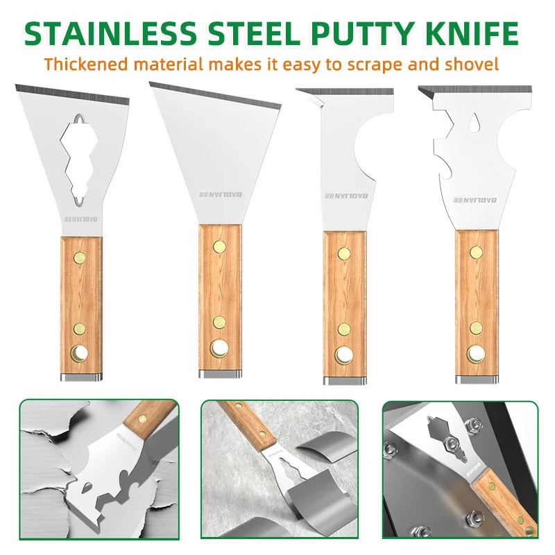 Multi Use Putty Knife Stainless Steel Paint Scraper Removal Tool For Wallpaper Can Opener Home DIY