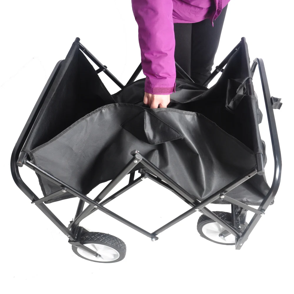 Folding Wagon Garden Shopping Beach Cart,Wagon Gardon Cars with Two Brakes for Beaches, Gardens, Parks, Camping