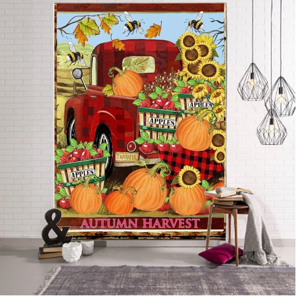 Cartoon autumn Dafengshou (Salad of assorted fresh vegetables) happy background decorative tapestry