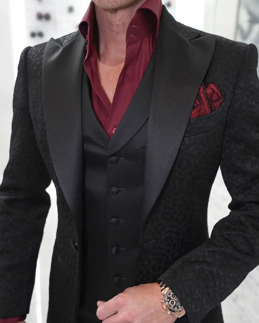 Mens Suits 3 Piece Men Suits Modern Serpentine Wedding Tuxedo Formal Fit Slim High Quality Lapel Party Suits Coat+Pant+Vest