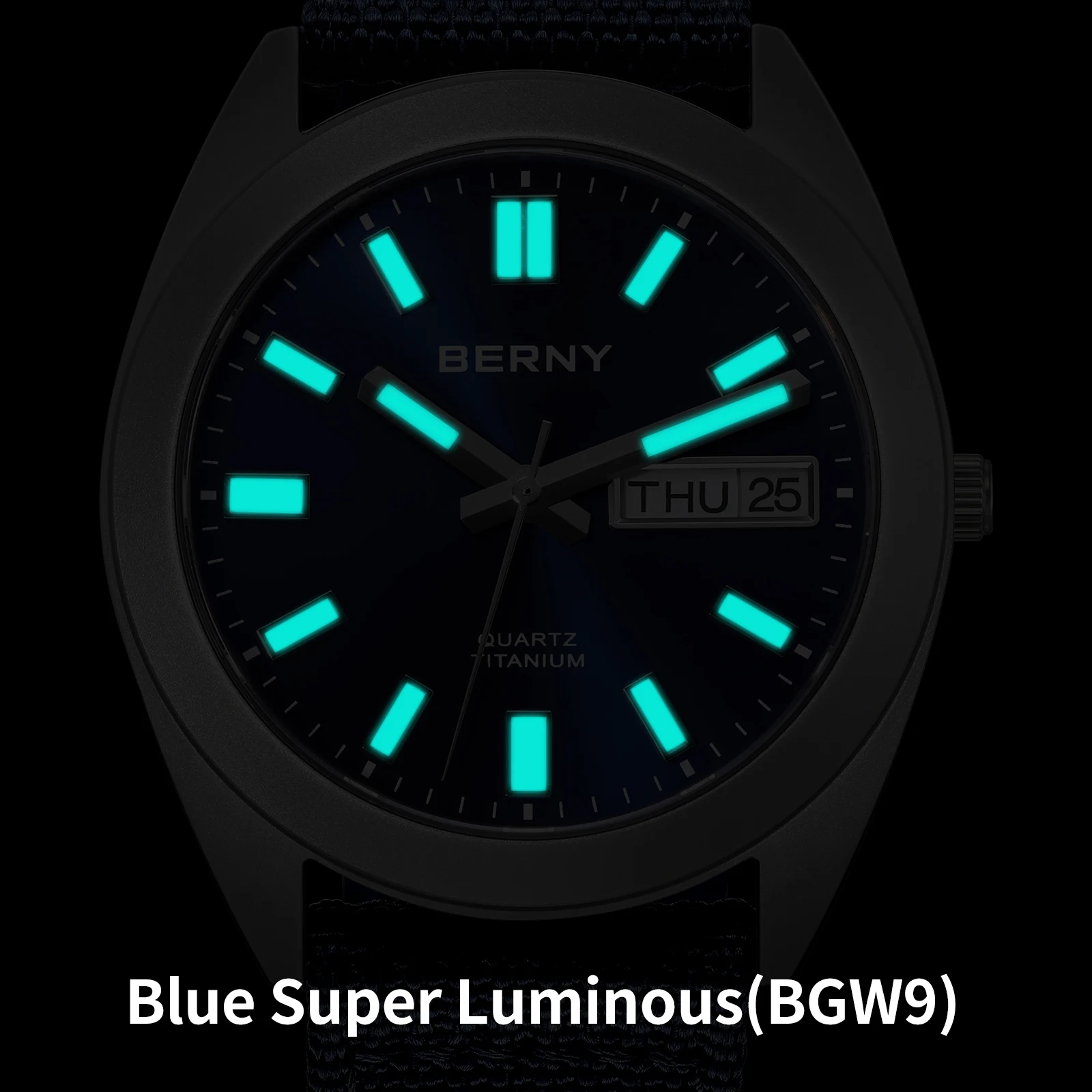 BERNY Titanium Men Watch 40g Weight Sport Field Quartz Wristwatch Super Luminous Sapphire 100m Waterproof Classic SNXS75 Watches