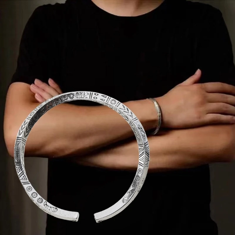 Mobius-Ring Bracelet Viking-Runes Bangle Amulet Bracelet for Men Mobius Cuff Bangle Alloy Viking-Fans Men Jewelry Gift 2