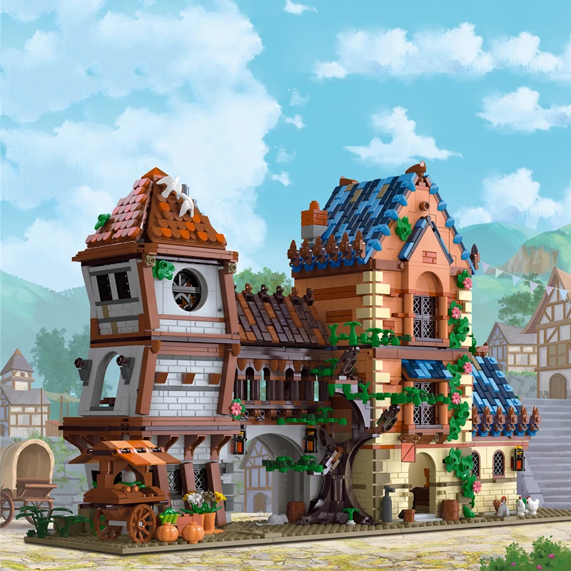

MOC Creative Hous Model 89151 Medieval Tavern 2843Pcs Building Blocks Bricks Education Toys For Kids Christmas Gifts 89150 89152