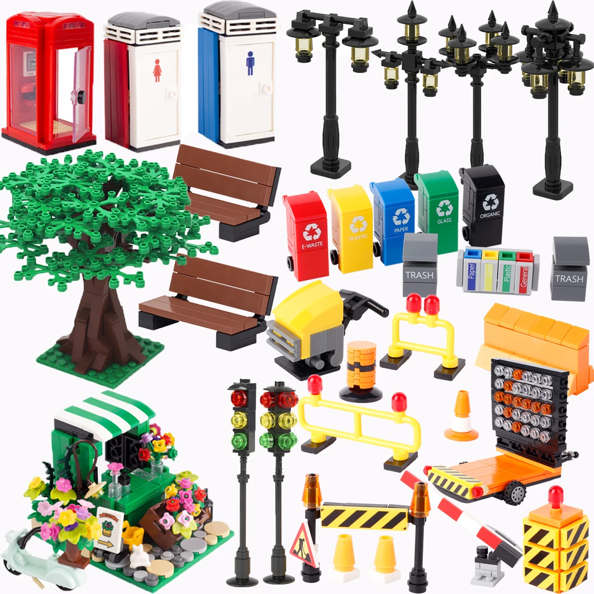City MOC Street Lamp Building Block Lamp MOC Compatible with Bricks Halloween Bat Lamp Model Parts Bricks Toys 1