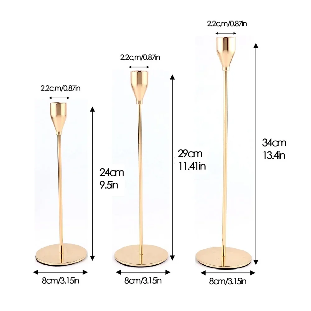 Chinese Style Metal Candle Holders Simple Golden Wedding Decoration Bar Party Living Room Home Decor Candlestick 3Pcs/Set candle holders