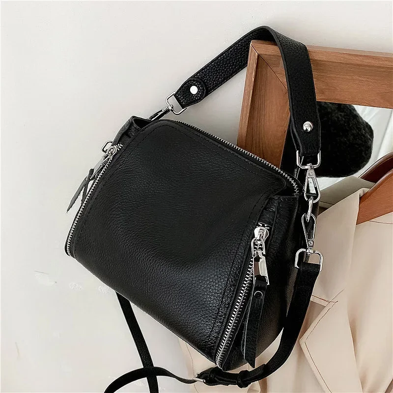 100% Genuine Leather Women Handbags Cowhide Fashion Women Shoulder Bag Luxury Ladies Messenger Bags High Quality Female Tote Bag 2