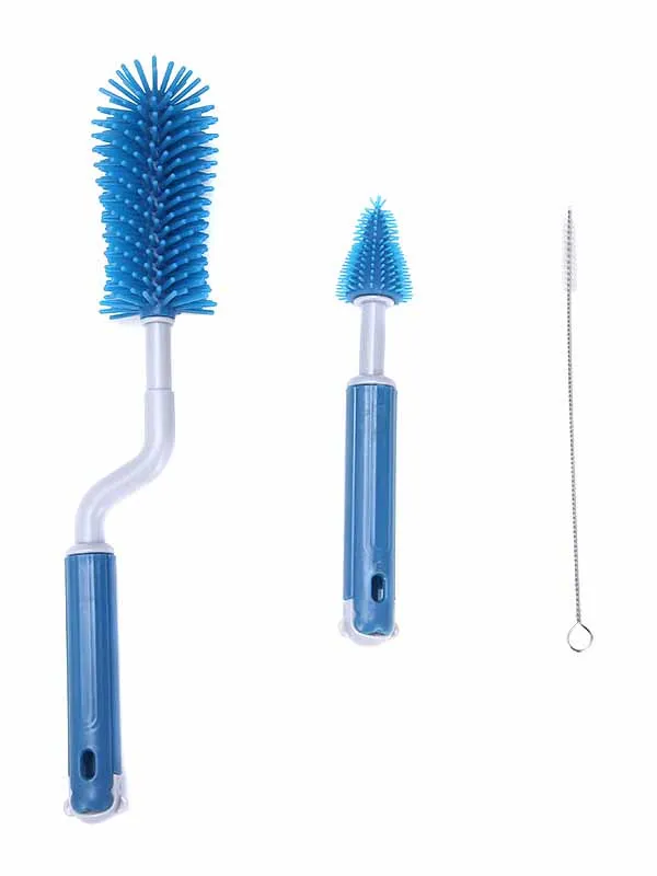 Biberon Temizleme Fırçası Seti Üç Parça Silikon Fırça Bebek Besleme Araçları için Anahtarlık ve Emzik için Temel Bir Ürün