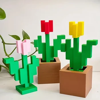 3D Printed Pixel Art Rose 1
