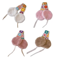 Adult Crochet Flower Headband Plush Ear Warmer Winter Student Outdoor Cycling Skiing Climbing Ear Warmer Cold Weather