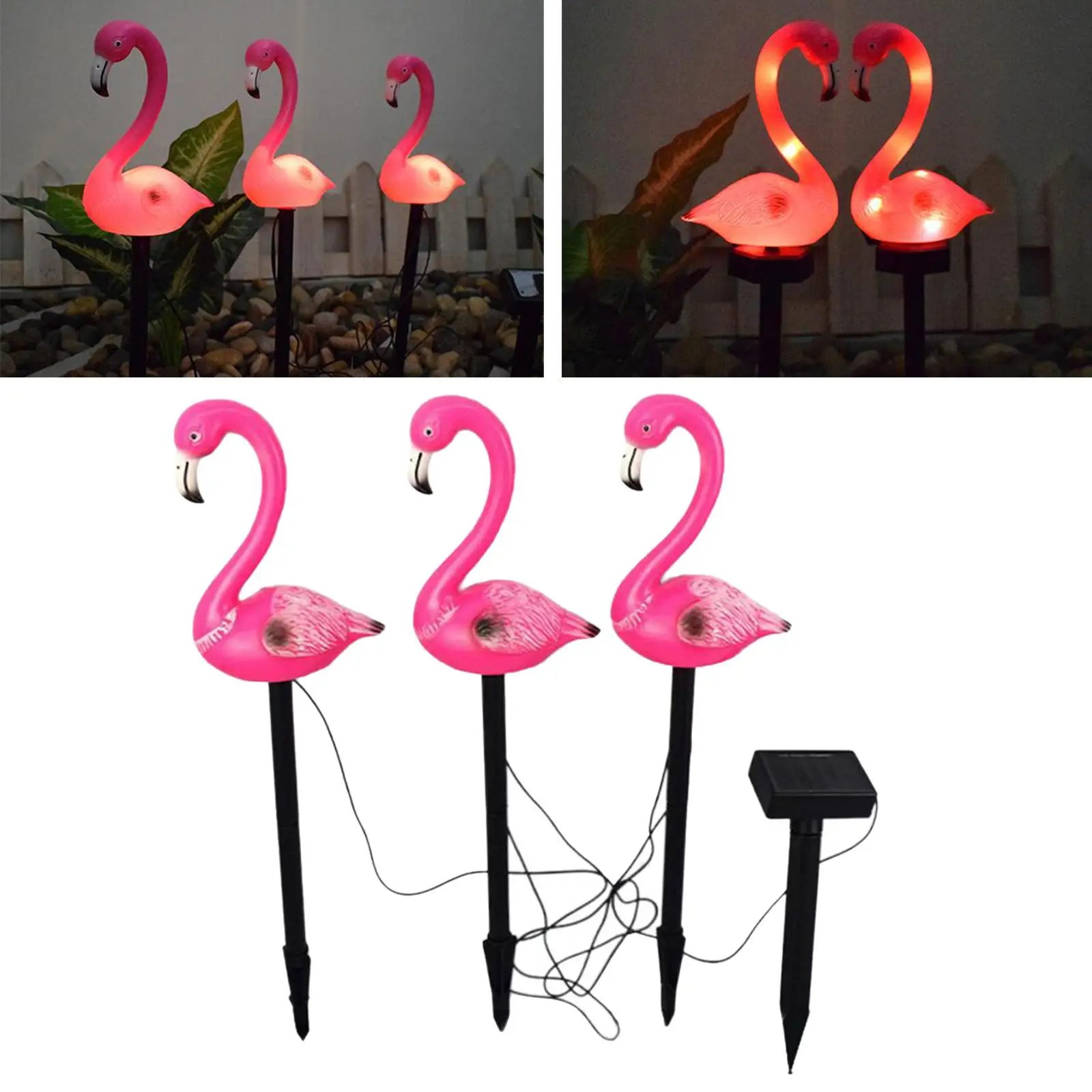 3x Lawn Light Decorative Waterproof Ornaments Landscape Night Lighting Flamingo Solar for Backyard