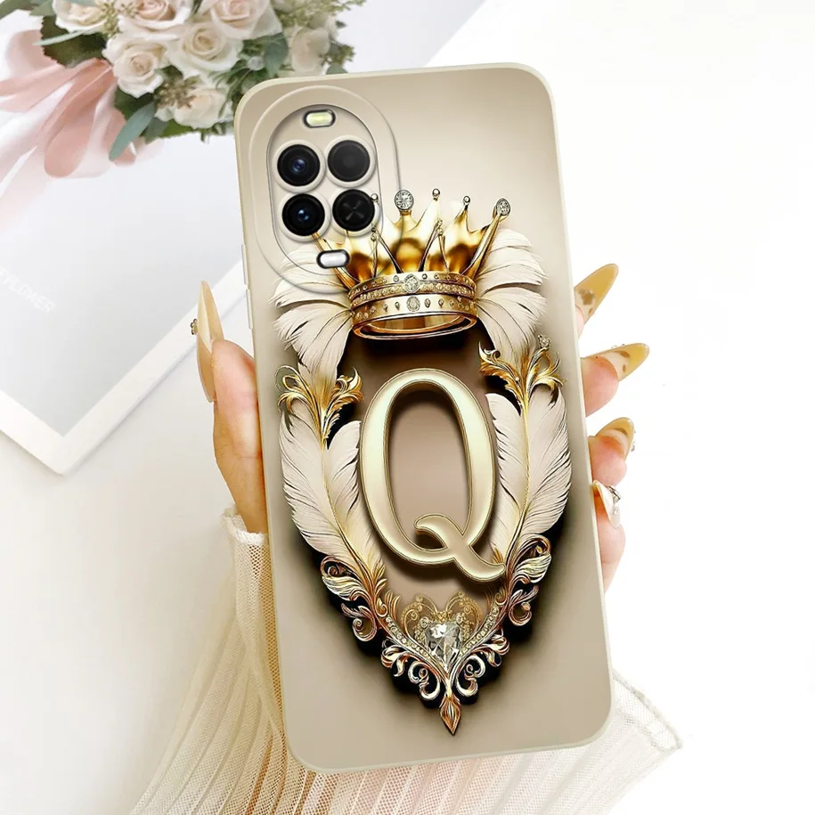 Huawei Nova 15 Case - Simple Crown Letters Soft Liquid Silicone Cover