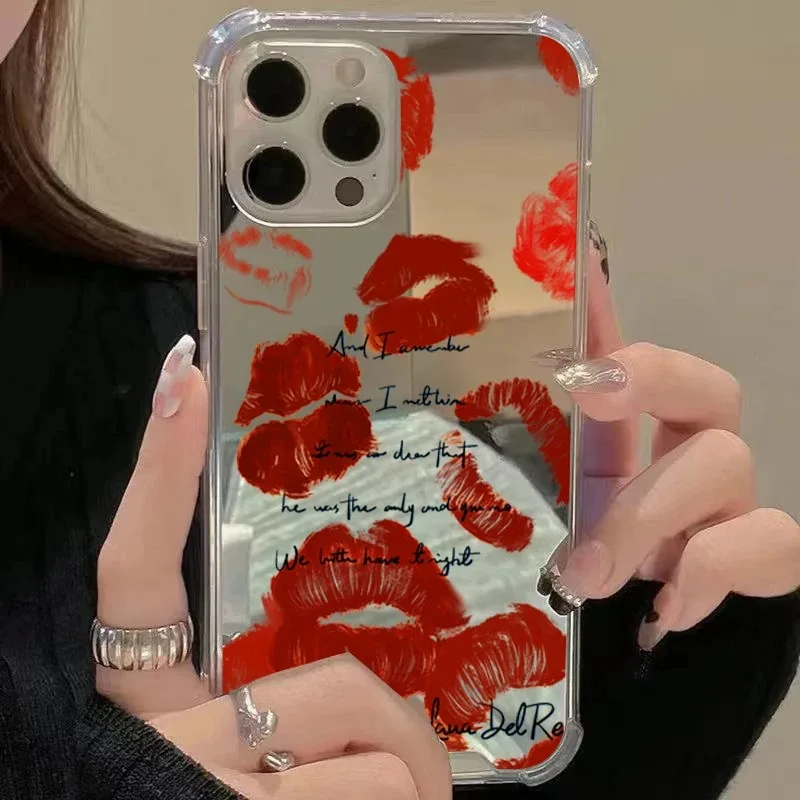 Red Lip Pattern Mirror Acrylic Phone Case