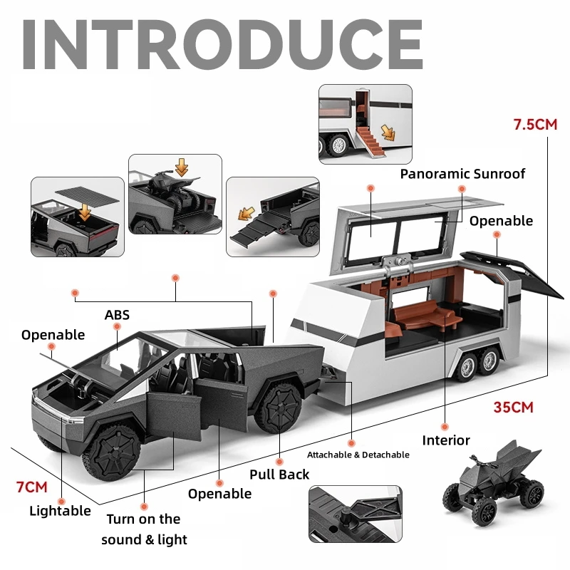 Рисунок 2 - 1/32 Tesla Cybertruck с туристическим автомобилем RV
