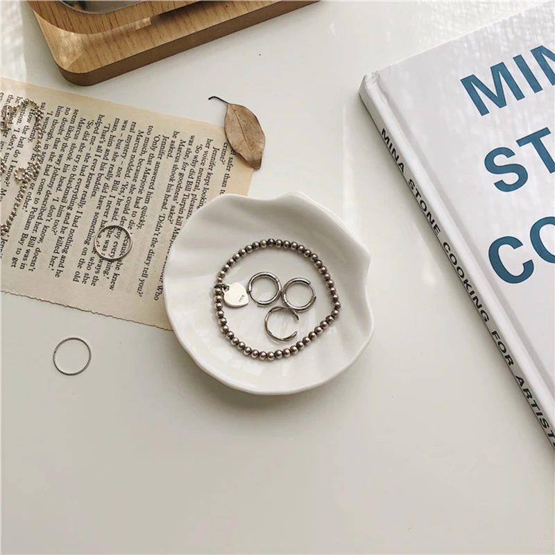 Shell Shaped Jewelry Storage Trays  Trays White Ceramic Plate Storage Dishes Ring Earings Plate Home Decorative Tray Design 4