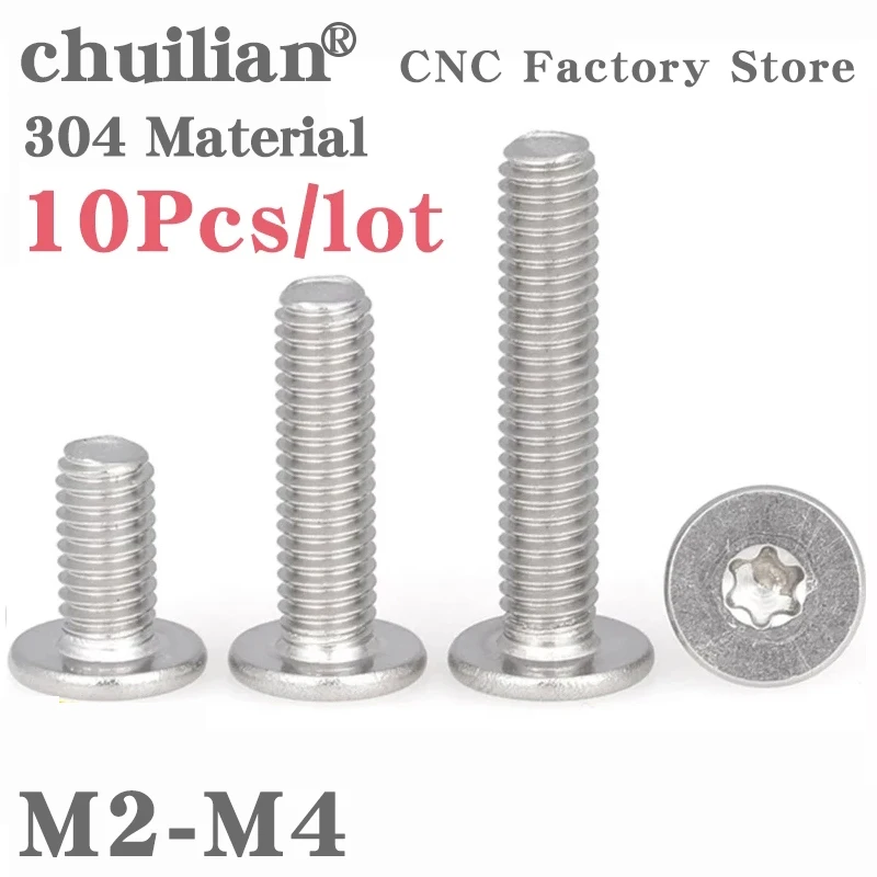 

10pcs/lot M1.6 M2 M2.5 M3 M4 M5 M6 M8 304 Stainless Steel CM Six-Lobe Torx Ultra Thin Super Low Flat Wafer Head Screw Bolt