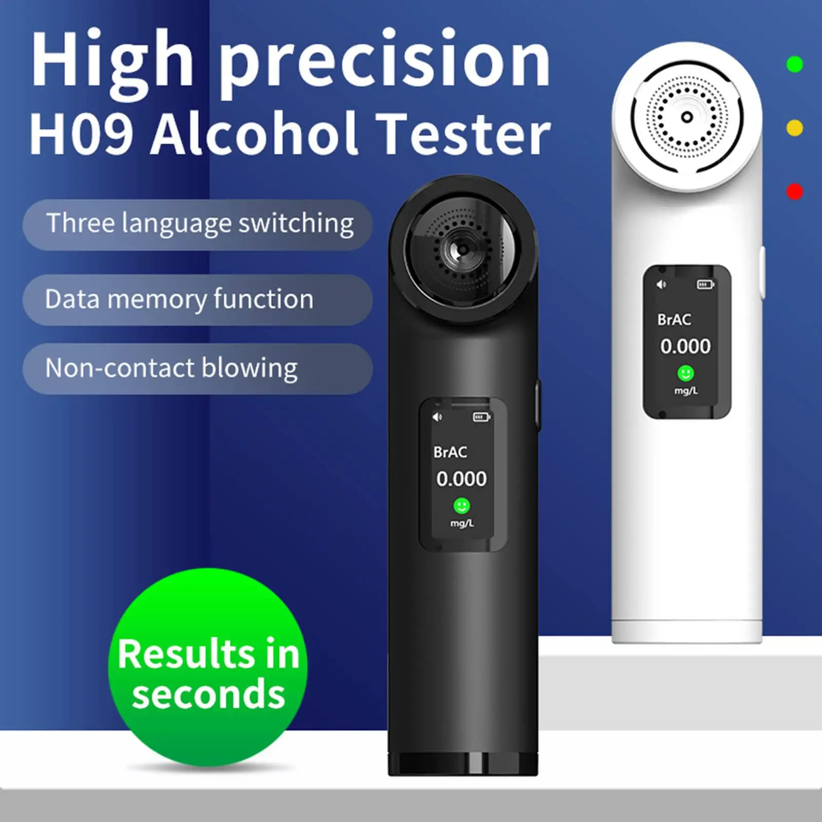 Automatic Tester Professional Breath Tester LED Display Portable USB Rechargeable Breathalyzer Test Tools