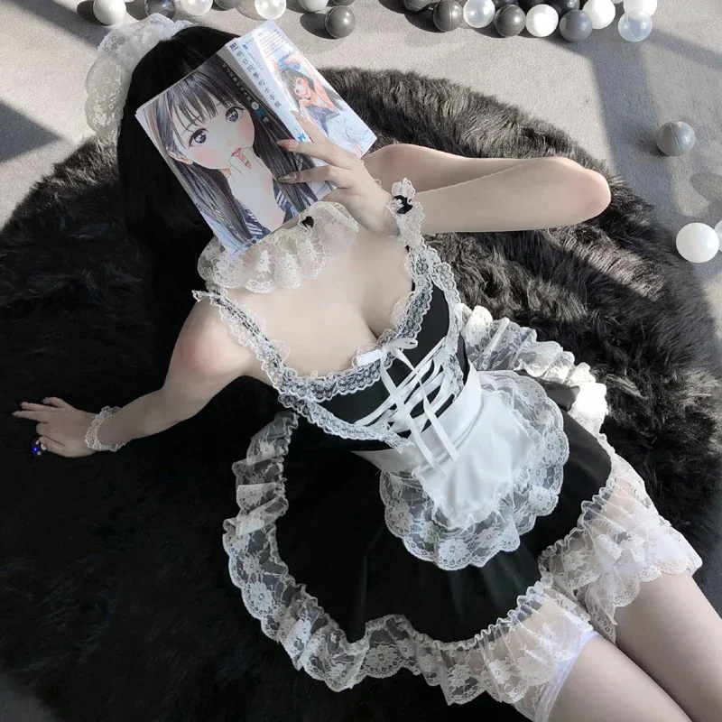 Hot Lolita Maid Uniform Babydoll Dress Lingerie Porn Erotic Role Play Women Sexy Lingerie Maid Cosplay Costumes Maids Underwear women lingerie women lingerie set women cosplay costume
