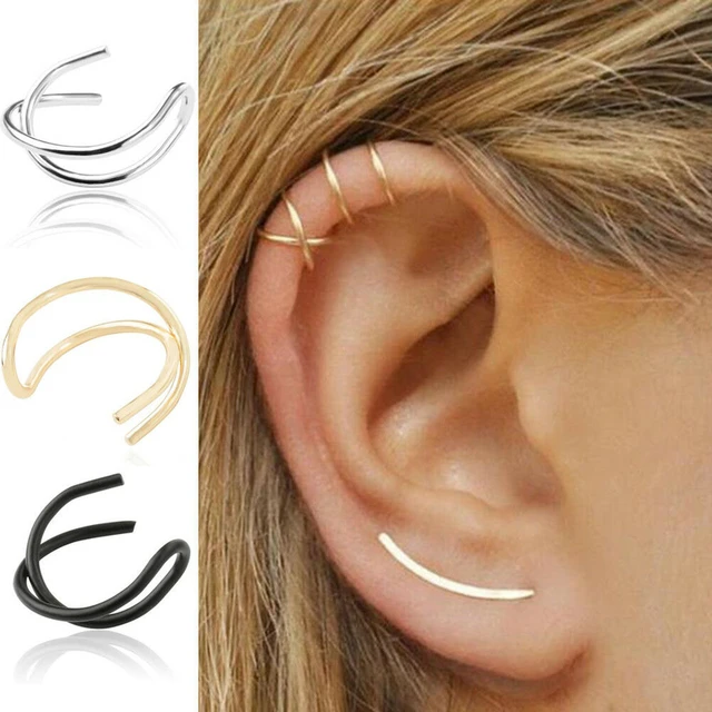 metal helix ear stud piercing earring 2x Unique Spiral Double