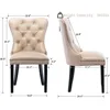 Dining Chairs Set of 4 Mid Century Modern Tufted Chairs Armless Rubber Wood Vintage Chairs Upholstered Nailhead Side Chair 2
