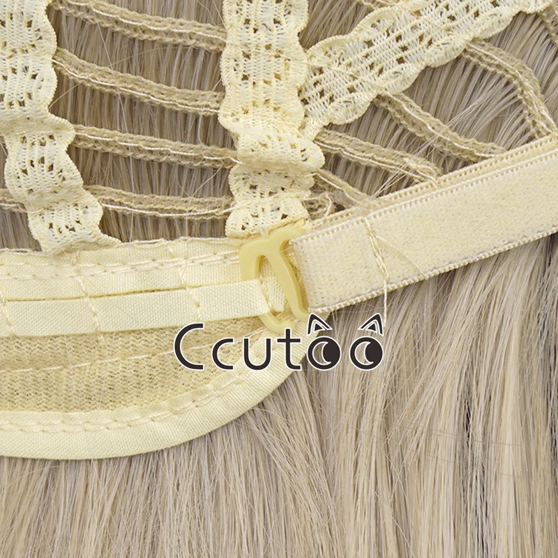 Anime Kasugano Sora Cosplay Wig 70cm Long Straight Light Grey Golden Heat Resistant Hair Wigs + Silk Black Ribbon