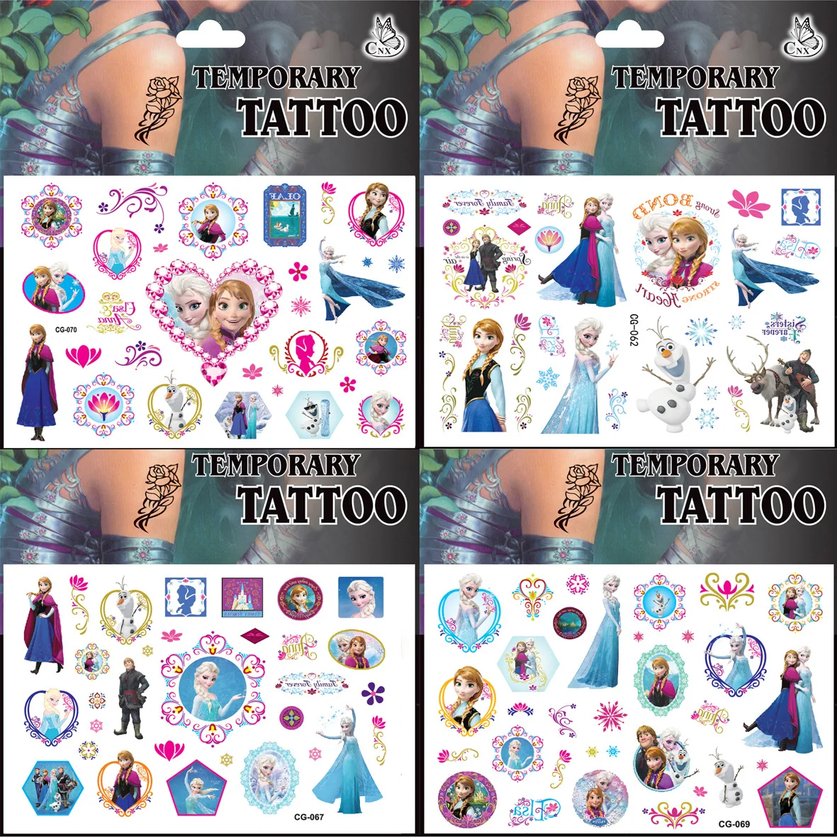 Disney Frozen Anna Elsa Princess Tattoo Stickers Toy decorazione per feste di compleanno per bambini Frozen Cartoon Sticker Toys regali per bambini