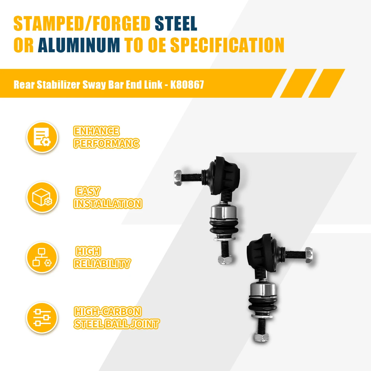 Svenubee Rear Stabilizer Link 2pcs Kit Mazda 3 5 Volvo C30 C70 S40 V50 2004-2015