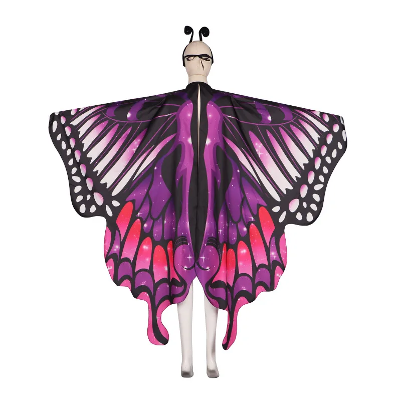 

Women's Ren Faire Butterfly Wings Costumes Halloween Rotate Butterfly Cape Fairy Wings Cloak Butterfly Shawl Colourful with Mask