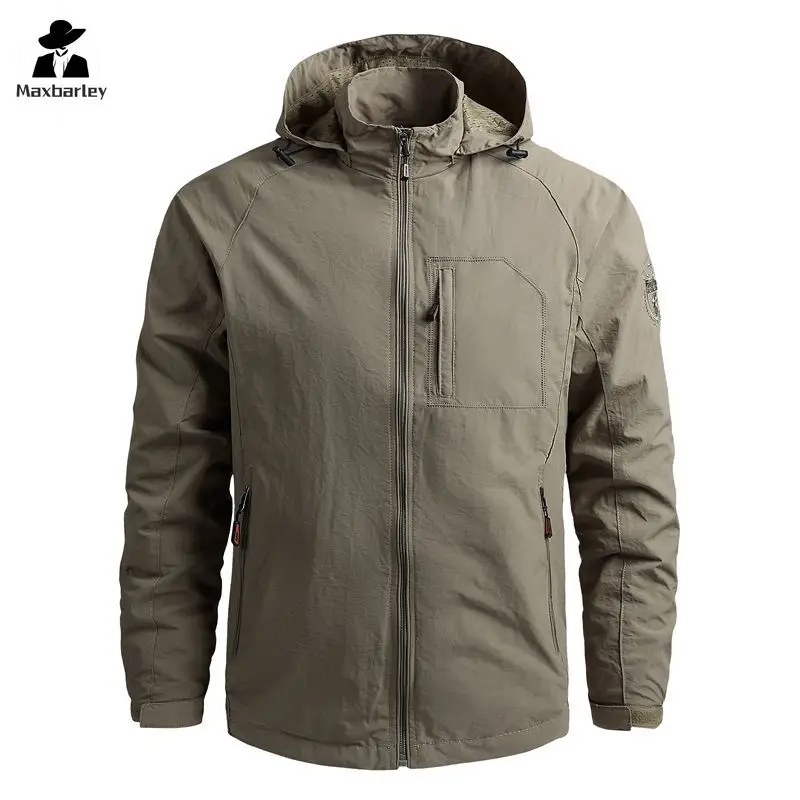 Spring Men Outdoor Waterproof Jacket Plus Size Windbreaker Rain Coat Breathable Fishing Camping Tactical Jackets Male Clothing