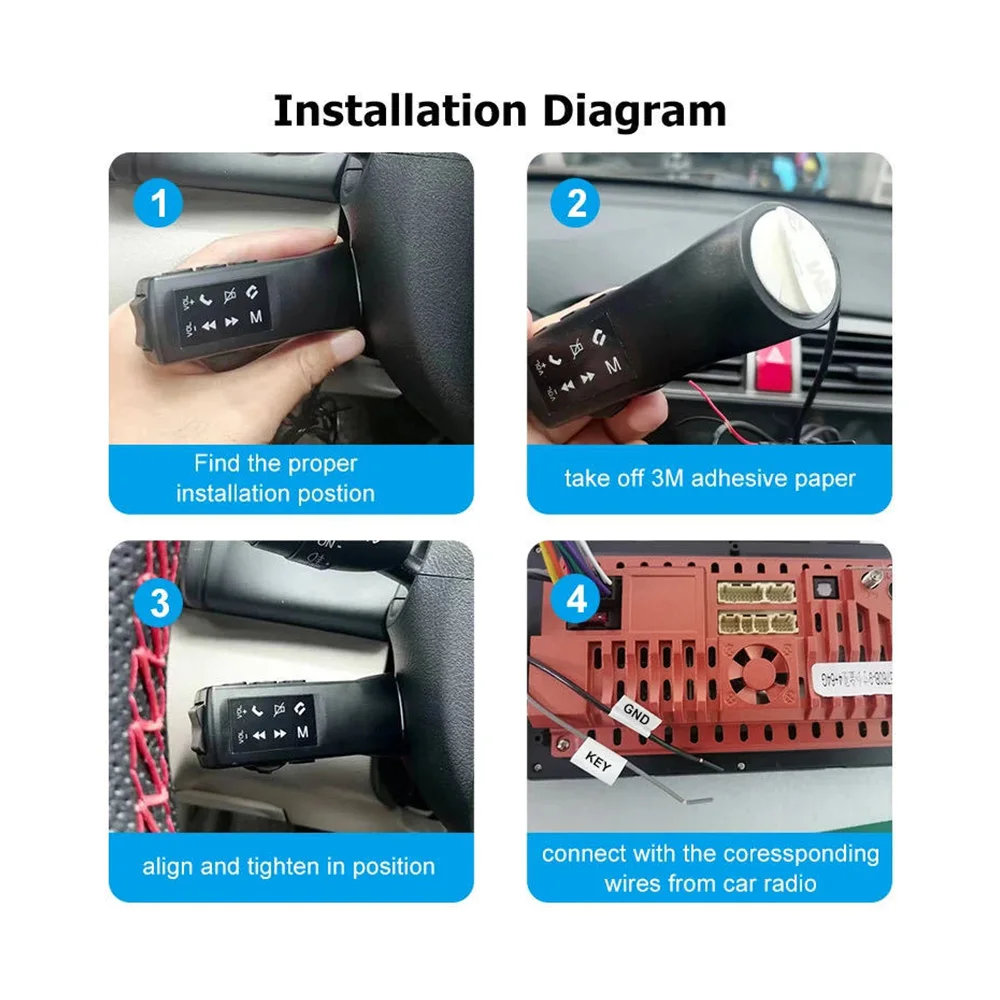Pulsanti universali per volante per auto a 8 tasti telecomando multifunzionale accessori per autoradio Android DVD SWC - immagine 4
