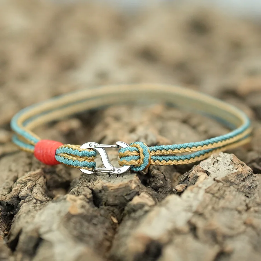Nautical Handmade Braided Rope Bracelet with Stainless Steel Buckle