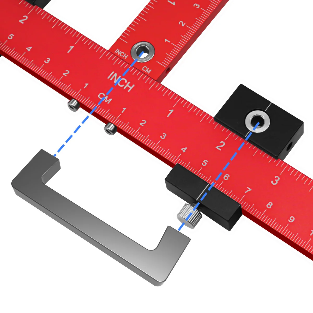 Drill Guide Punch Locator Template Ruler Adjustable Woodworking Drilling Locator for Cabinet Handles and Pulls Hole Punch Tool