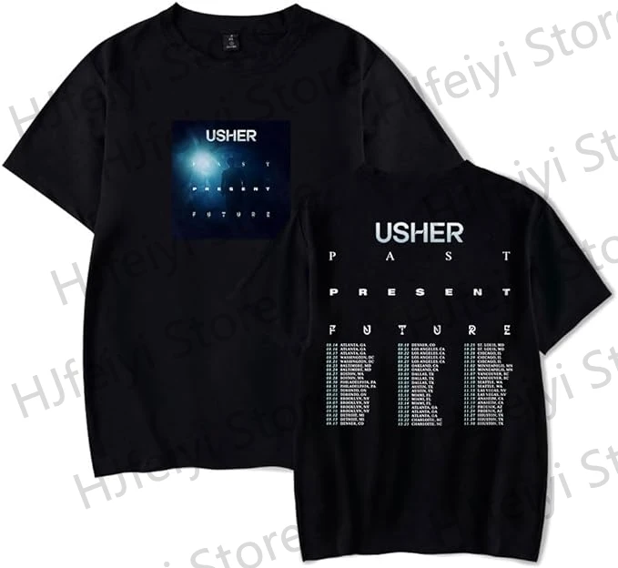 

Usher PAST PRESENT FUTURE Tour 2024 Tshirt Merch For Women/Men Unisex Casuals O-neck Short Sleeve T-Shirt Streetwear