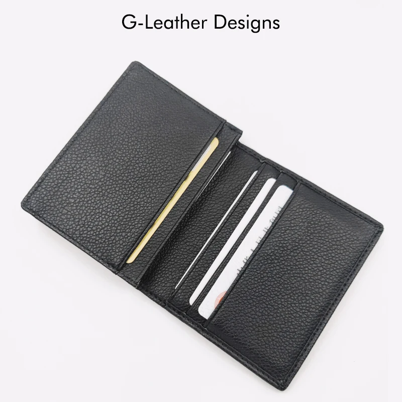 

High Quality Vegan Leather Biford Card Holder Case Pebbled Embossed Card Wallet Soft Small Name Card Purse