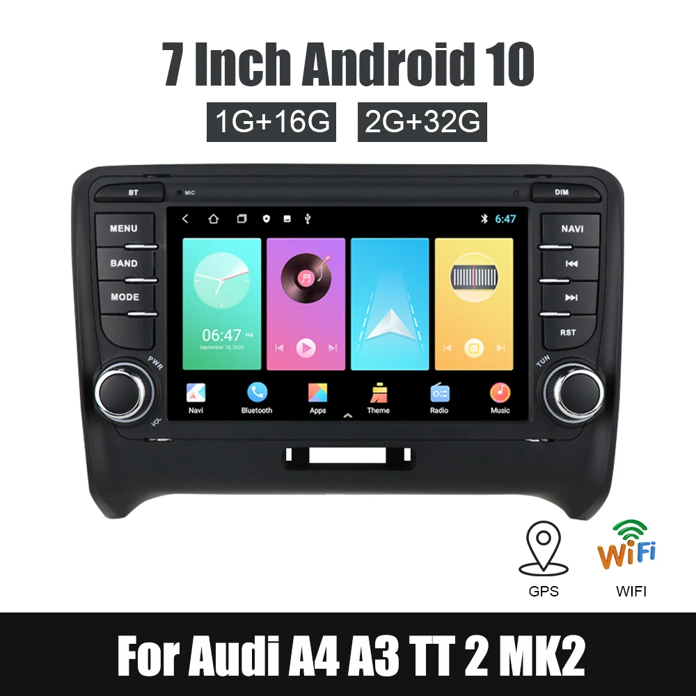 

GPS FM Receiver for Audi TT Car Radio 2 Din MP5 Video Player Mirror Link 7 Inch HD Touch Screen Bluetooth WiFi Android 10.0