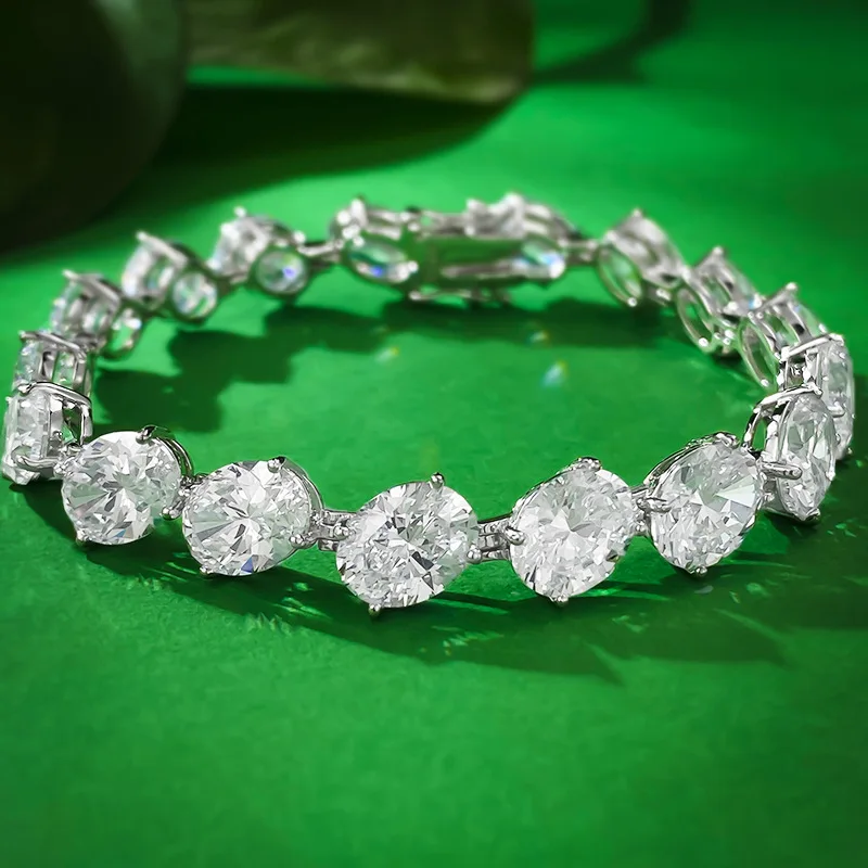 

S925 Silver Bracelet Full Diamond 7 * 9 Pigeon Egg Style Bracelet Jewelry