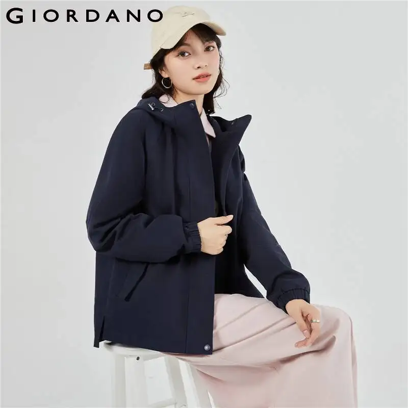 

GIORDANO женские куртки 100% хлопок рукав реглан с капюшоном куртки на молнии спереди ветрозащитные модные повседневные свободные куртки 05373719