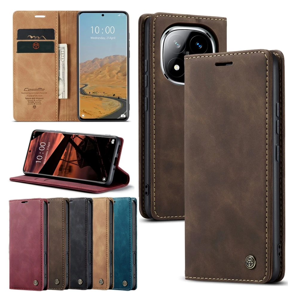 Magnetic Flip Leather Wallet Case with Kickstand and Card Holder