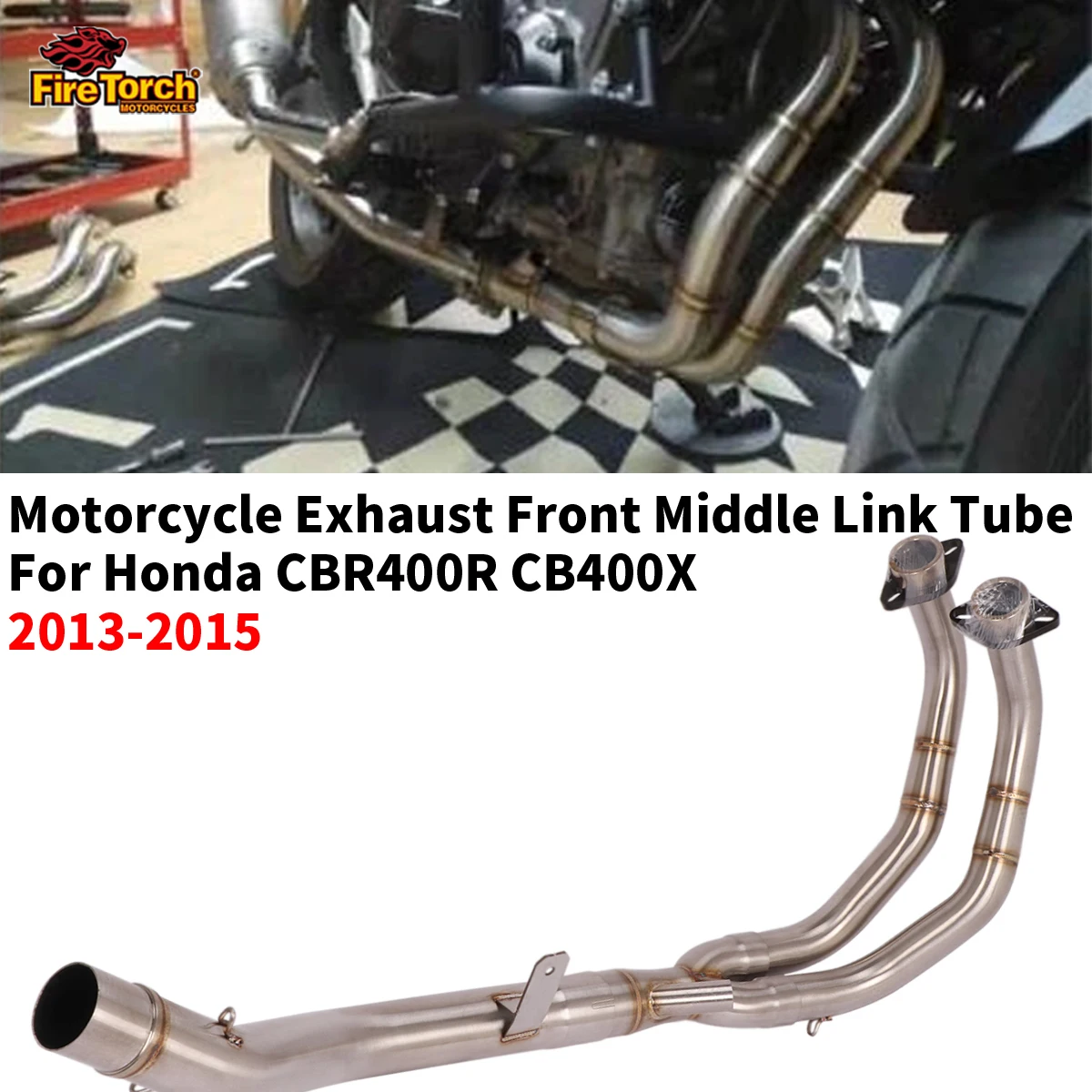 

Слипоны для Honda Для CBR400R CB400X 2013 2014 2015 мотоциклетные выхлопные трубы, Модифицированная Передняя средняя трубка, Соединительная труба