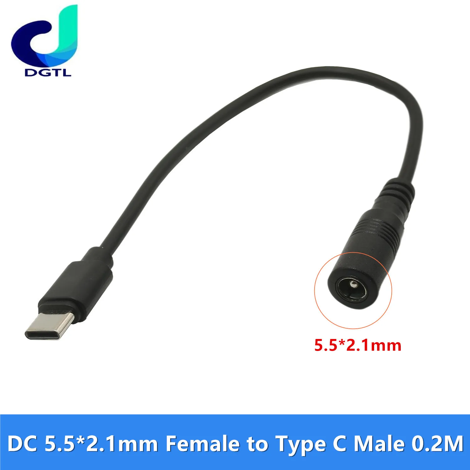 

Адаптер питания 22AWG DC 5,5x2,1 мм «Мама» к USB Type C «папа», 5 В