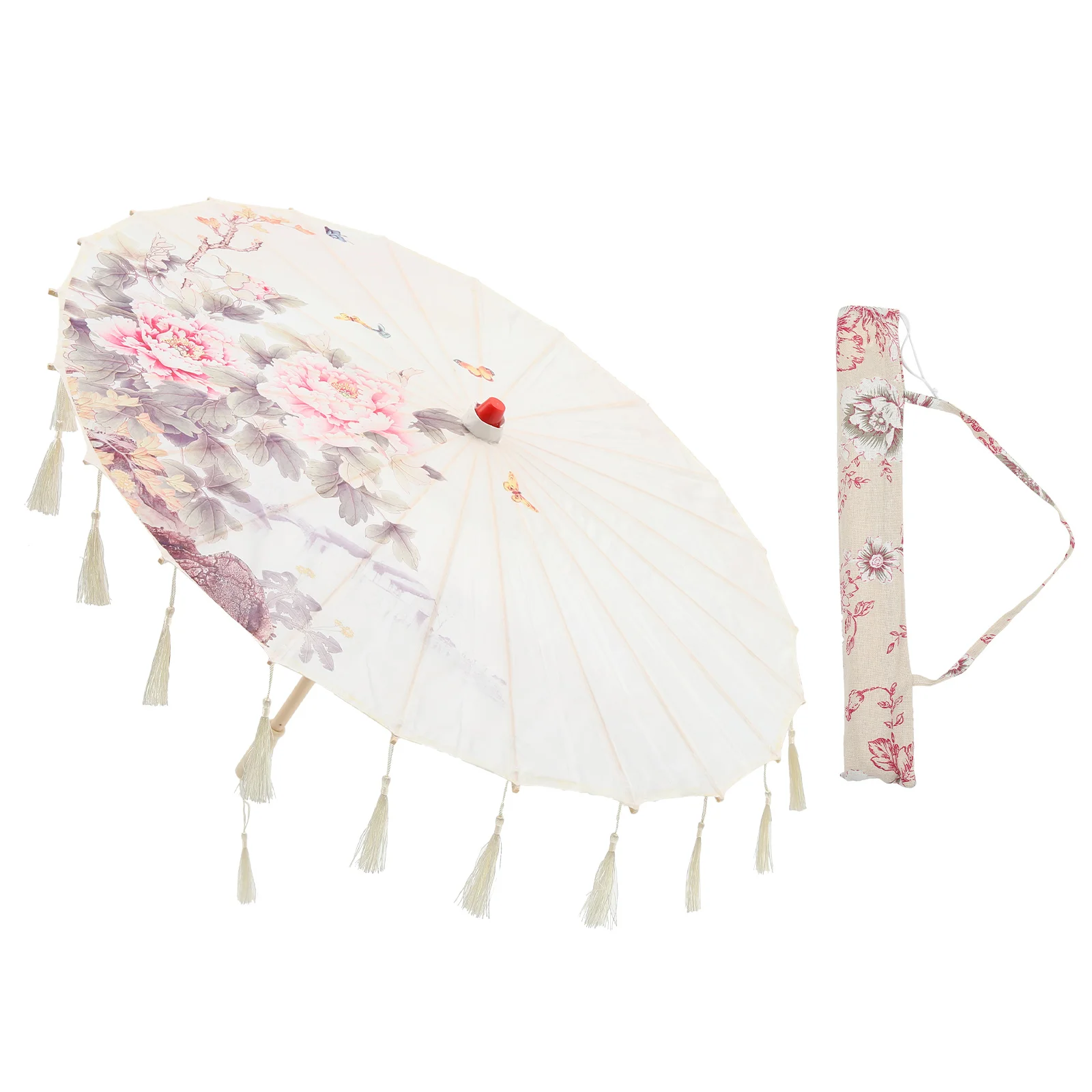 Vintage Oil Paper Umbrella Decor Decorative Parasol Polyester Silk Cloth