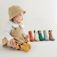 Autumn Winter Korean Baby Anti Slip Walking Shoes Spring Newborn Infant Floor Sock Cartoon Boy Leather Soled Socks First Walkers 3