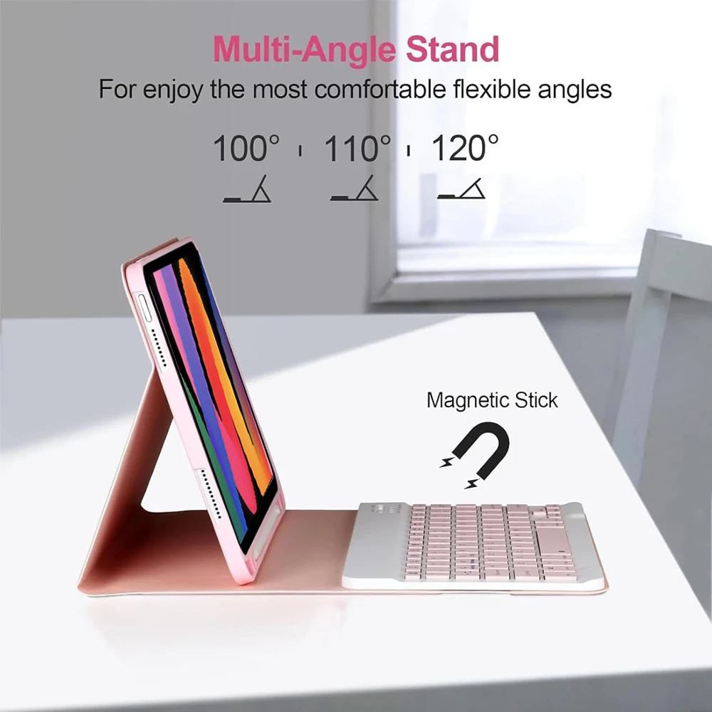 Versatile Keyboard Case with Detachable Bluetooth, Multi-Angle Stand, and Pen Holder