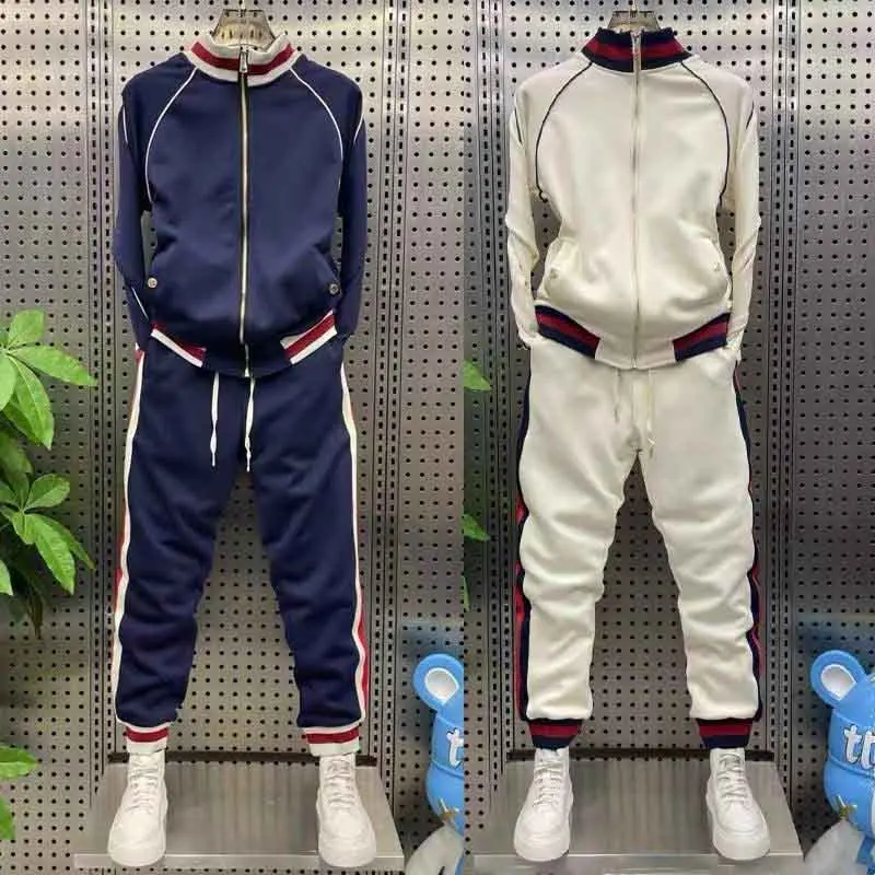 

Spring 2024 Thin Sweatshirt Sweatpants Casual Sports Suit Men's Color-Block Stripe Slim Slim Two-Piece Men's