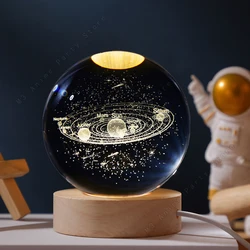 Enchanting 3D Crystal Ball Night Light - Glowing Galaxy Lamp - USB Plug (Solar system)
