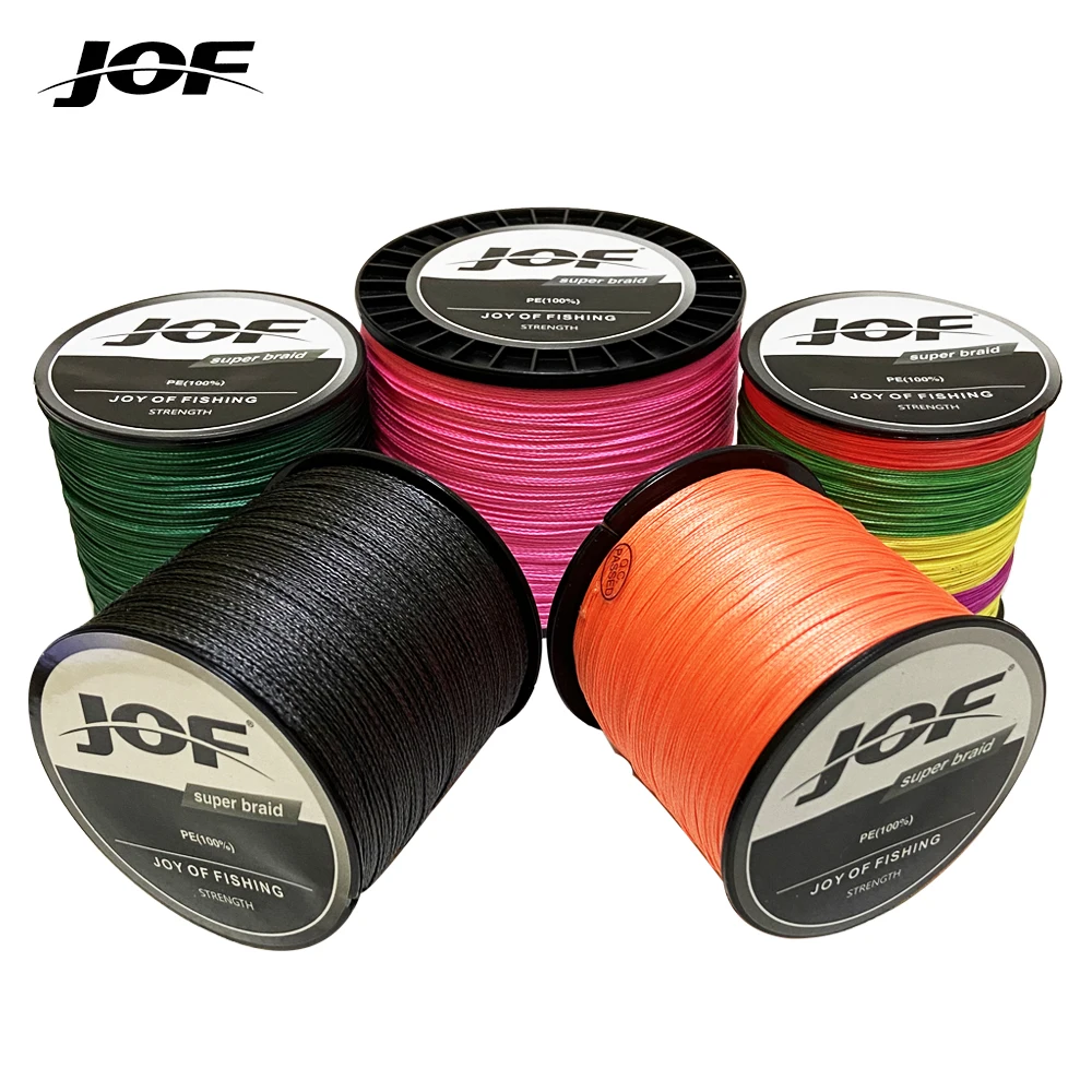 JOF Japan 8 Brands 300M 500M 1000M PE Braided Wire Fishing Line Green And Yellow Smooth For Fishing 20-100LB