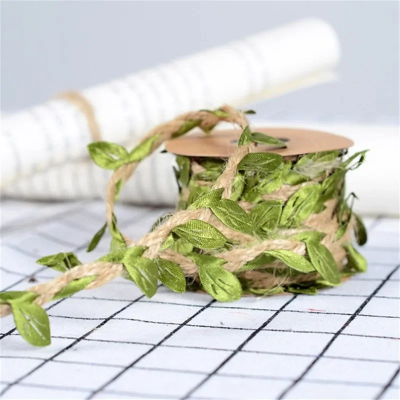 Hemp Rope With Fake Green Leaves Length 10 Meters Hunting Rifle Wrap Twine Camouflage Tree Stand Blind Cover